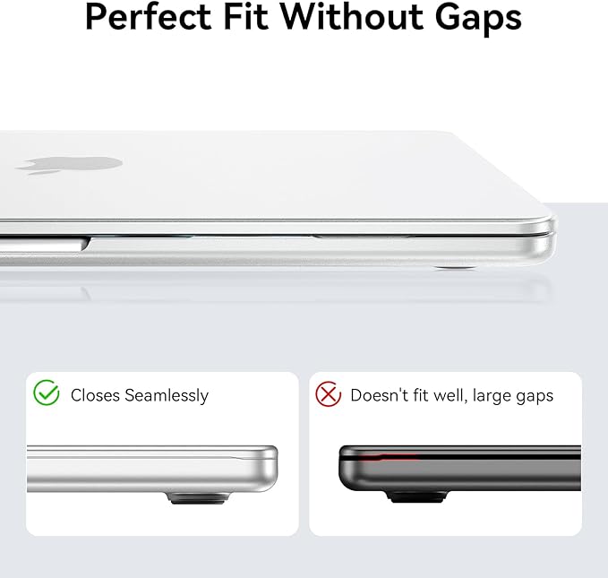 EooCoo Compatible with MacBook Air 13 inch Case M5 2026-2022 M4 M3 M2 Model A3449 A3240 A3113 A2681, Mac Air 13.6 inch Hard Shell & Keyboard Cover & Screen Film & Type-C, Frost Clear