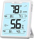 DOQAUS Digital Hygrometer Room Thermometer Indoor, Humidity Meter with Large LCD Display, Backlight Temperature Humidity Monitor with Max Min Records, White