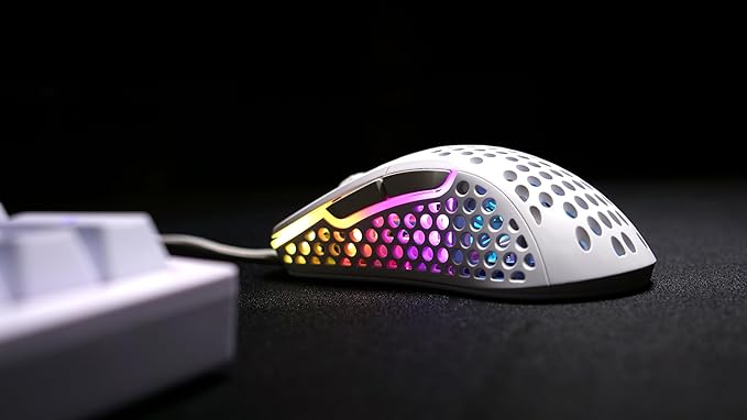 Xtrfy M4 RGB, Ultra-Light Wired Gaming Mouse, Ergonomic Design for Right-Handers, Cutting-Edge Pixart 3389 Sensor, Adjustable RGB Lighting, White Edition