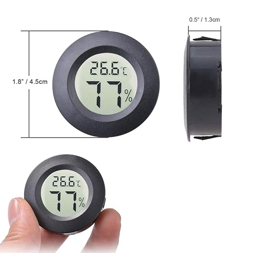 3pcs Mini Hygrometer Thermometer Indoor Outdoor Round Humidity Meter Temperature Gauge Humidity Sensor Fahrenheit Switchable Celsius Monitor for Reptile Jars 3D Printer