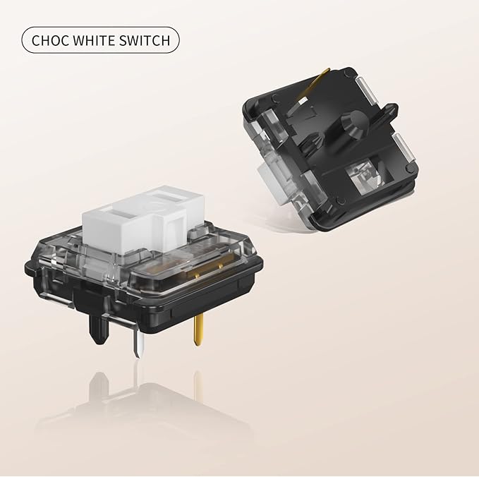 KAILH Official Store Low Profile Switch 1350 Chocolate Mechanical Keyboard Switch RGB SMD Clicky (30, Choc White)