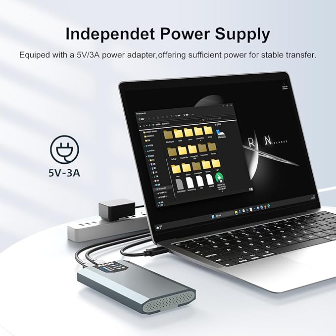 MAIWO Dual M.2 NVMe RAID Enclosure Supports RAID0/1/PM/Large 8TB Capacity, USB 3.2 Gen2x2 Type-C 20Gbps Speed, 2 Bay NVMe SSD Enclosure K2023R