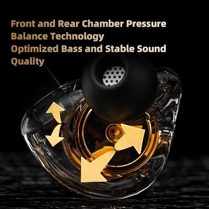 Piluyaa Wired Gaming Headphones IEM Earphones with 1DD，QKZ ENZO in Ear Monitor, HiFi USB C Earbuds, Bass Sound with New 11mm Dynamic Driver for Video Music Gaming (Black)