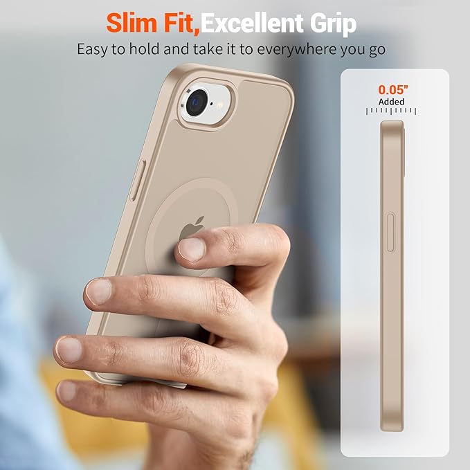 SUPFINE Magnetic for iPhone 17e Case/iPhone 16e Case (Compatible with MagSafe)(Military Grade Drop Protection) Translucent Matte Shockproof with Anti-Fingerprint Phone Case,Desert Gold