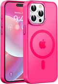 Newfuture Upgraded Magnetic for iPhone 15 Pro Max Case [Compatible with Magsafe] [Mil-Grade Protection], Pocket-Friendly, Slim Translucent Phone Case Cover for iPhone 15 Pro Max 6.7", Hot Pink