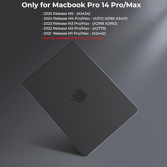 BlueSwan for MacBook Pro 14 inch Case, 2026-2021 M5 M4 M3 M2 M1, Anti-Scratch Flexible Protective Laptop Cover with Grippy Matte Texture, Slim and Easy Installation, Frosted Black