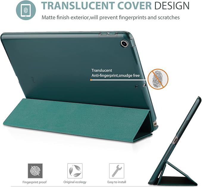 ProCase Smart Case for iPad 9.7 Inch iPad 6th/5th Generation Case 2018 2017(Model: A1893 A1954 A1822 A1823), Ultra Slim Lightweight Stand Case with Translucent Frosted Back Smart Cover -Emerald