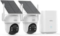 aosu Security Cameras Outdoor Wireless, 2 Cam-Kit, No Subscription Required, Solar-Powered, Home Security Cameras System with 360° Pan & Tilt, Auto Tracking, 2K Color Night Vision, Easy Setup