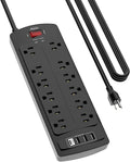 Power Strip, ALESTOR Surge Protector with 12 Outlets and 4 USB Ports(1 USB C Port), 15 Feet Extension Cord (1875W/15A), 2700 Joules, ETL Listed, Black