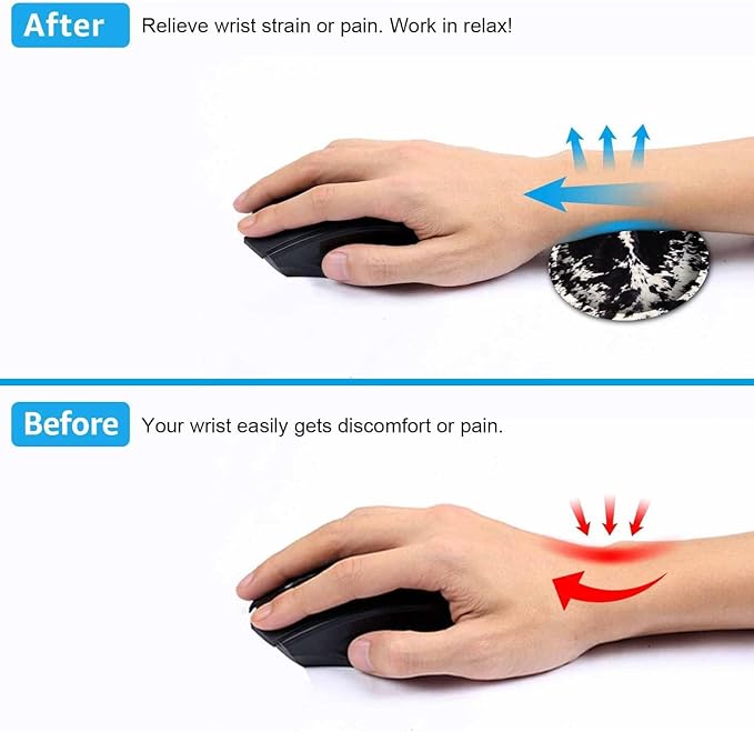 Large Gaming Mouse Pad, Extended Waterproof Desk Pad Protector (31.5" x 11.8") Ergonomics Memory Foam Mouse Wrist Rest Support, for Home Office Laptop, Black and White Cowhide Fur XXL Mouse Mat