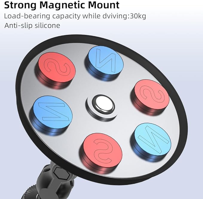 Strong Magnetic Camera Mount, Car Outside 1/4" Magnetic Camera Mount with 2 Ball Head, Attaches to All Metal Surfaces for GoPro 13/12/11/10, DJI Action 6/5 Pro/4, Nano, Insta 360 X5/X4 and More