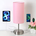 Yarra-Decor 【Upgraded Bedside Lamp with USB A+C Charging Ports & AC Outlet Touch Control Table Lamp for Girl Bedroom 3 Way Dimmable Nightstand Lamp with Pink Shade for Home, Dorm(Bulb Included)