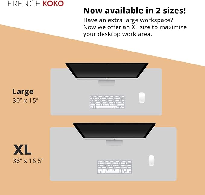 French Koko Large Mouse Pad Desk Mat Keyboard Pad Desktop Office School Essentials Decor Big Extended Laptop Protector Computer Accessories Pretty Mousepad Women Girls Watercolor Flower XL 36" x 16.5"