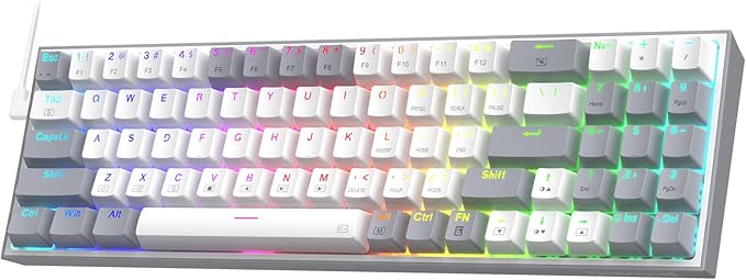 Redragon K628 Pollux 75% Wired RGB Gaming Keyboard, 78 Keys Compact Mechanical Keyboard w/100% Hot-Swap Socket, Free-Mod Plate Mounted PCB & Dedicated Arrow Keys, Quiet Red Switch