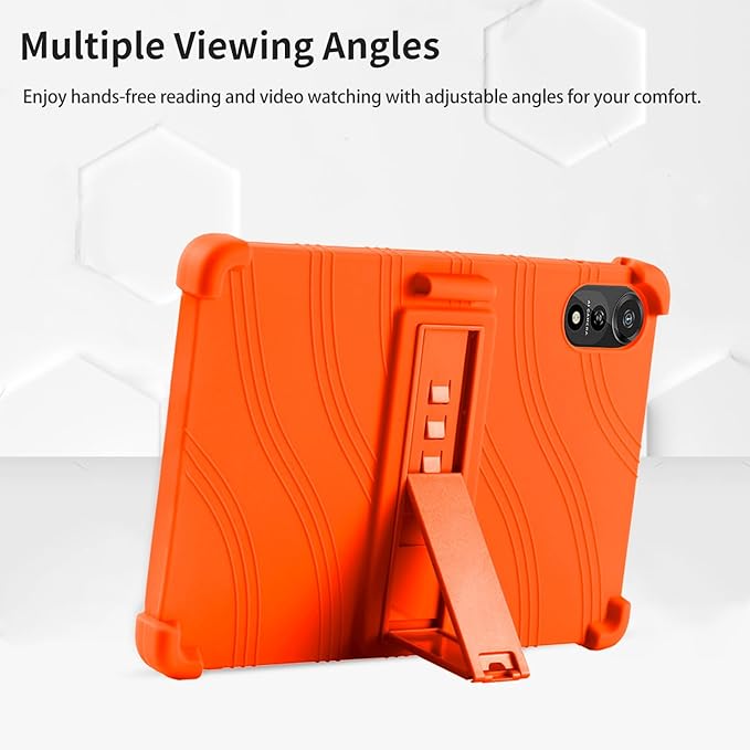 for Nexall N90 Tablet Case 12Inch, Shockproof Four Corner Airbag Protection,Soft Silicone Edge Cover with Built-in Stand,Heavy Duty Protective Sleeve for Nexall N90,Orange