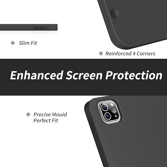 Aoub New iPad Pro 12.9 Case 6th Generation 2022 / 5th Gen 2021/ 4th Gen 2020 with Built-in Pencil Holder, Auto Wake/Sleep, Slim Stand Soft Back Shell Smart Cover for iPad Pro 12.9 Inch, Black