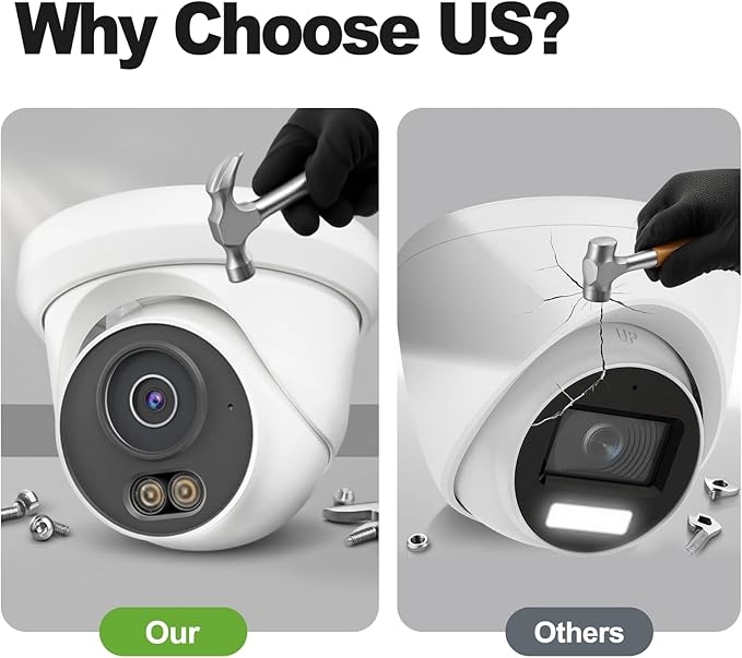 UNILOOK 4MP PoE Camera, Turret Security PoE IP Camera Outdoor Indoor Wired, Smart Dual Light Color Night Vision, Human Motion Detection, Audio/Microphone, IP66, 2.8mm, Metal Housing, NDAA