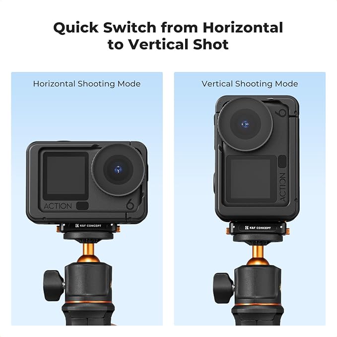 K&F Concept Magnetic Quick Release Mount Compatible with DJI Osmo Action 6/Osmo Nano, Aluminum Alloy Bracket Extension Base with 1/4” Screw Hole for Tripod, Selfie Stick, Action Camera Accessories