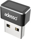 Adesso USB Fingerprint Reader Windows Hello Compatible Built-in Biometric Security AES256 Encryption Made in Taiwan TAA Compliant AFP-100-TAA
