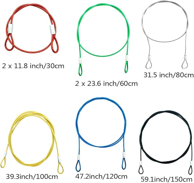 8 Pack Safety Stainless Steel Tethers,Colorful Coated Security Tether Lanyard Kit Cable Wire Compatible with Sporting Camera All Editions,Action Camera Series Devices and Other Applicable Equipment