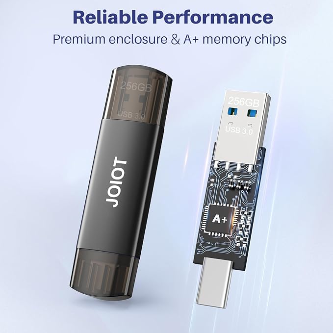 64GB USB C Flash Drive Dual USB 3.0 Flash Drive Type C + USB A Portable Type-C Flash Drive 2-in-1 USB-C Thumb Drive for Smartphone Tablet Computer Mac iPhone 16/17 Black (10 Pack)