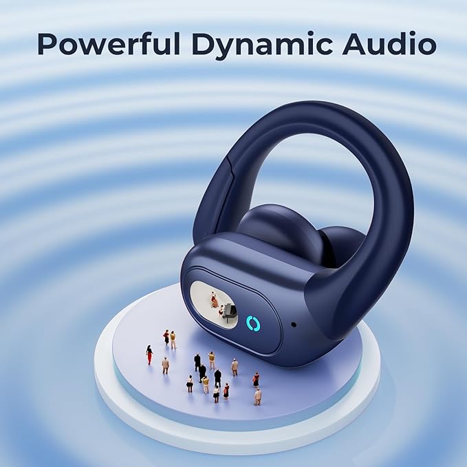 occiam Active Noise Cancelling Earbuds Wireless Bluetooth Headphones Ear Buds 90Hrs Playback Stereo Bass Earphones with Mic Over-Ear Hooks IPX7 Waterproof Headset for Work Sports (Deep Blue)