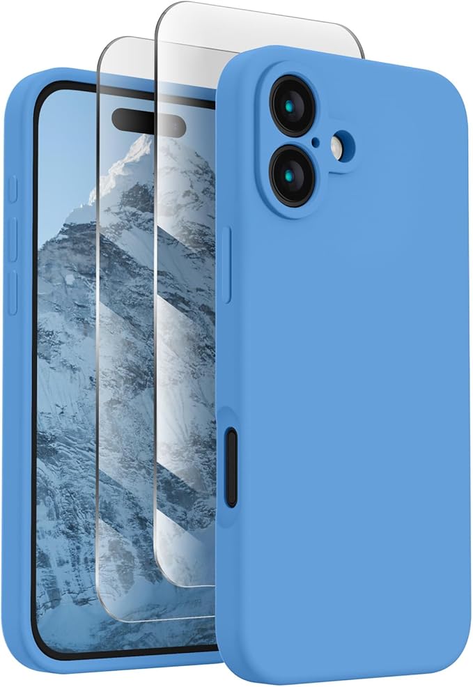 FireNova Designed for iPhone 16 Plus Case, Silicone Upgraded [Camera Protection] Case, Soft Anti-Scratch Microfiber Lining Inside, 6.7 inch, Blue