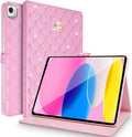 Changjia for iPad Air (3rd Gen) 10.5" 2019/iPad Pro 10.5" 2017 Case,Cute Crown Bling Rhinestone PU Leather Elegant Smart Auto Sleep/Wake Stand Shockproof Protective Case for Apple iPad 10.5 inch,Pink