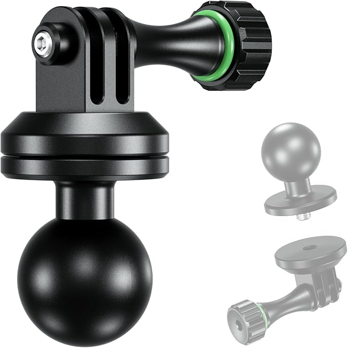 BRCOVAN 1'' Ball Tripod Mount Adapter with Camera 1/4"-20 Thread, Aluminum Alloy, Compatible with RAM Mounts B Size 1 Inch Ball Double Socket Arm, Suitable for Action Camera/Camcorder/Field Monitor