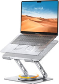 Lamicall Adjustable Laptop Stand for Desk - 360 Rotating Base Ergonomic Computer Stand, Aluminum Laptop Riser Foldable Protable for Office Home fits MacBook Neo Air Pro, Dell, HP (10-17.3'') -Sliver