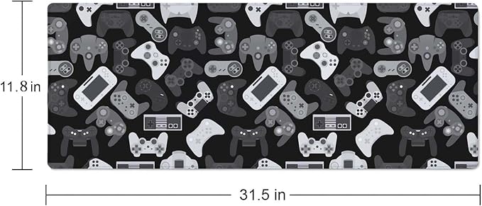 Video Game Controller Pattern Large Gaming Mouse Pad Keyboard Desk Pad Extended Mouse Pad Gaming Office Decor, PC Laptop Mouse Pads Large (31.5x151.8 in) with Stitched Edges Non-Slip Base Mousepad XL