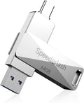 64GB USB 3.0 Flash Drive, Speederlash Dual USB A & Type-C Thumb Drive, 200MB/s Read Speed, Swivel Metal Housing 2-in-1 Memory Stick for Android Phones, Tablets, Laptops, and PCs