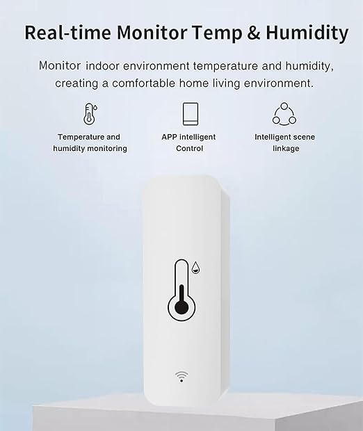 WiFi Humidity Temperature Monitor: Smart Hygrometer Thermometer for Remote Monitor and Alert, High Precision Indoor Thermometer with TUYA App, No Hub Required, Compatible with Alexa (2-Pack)