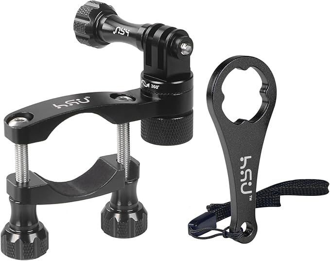 HSU Bike Handlebar Mount for GoPro, 360° Rotation Seat Post, 0.6-1.3inch Go Pro Motorcycle Mount Compatible with Hero 13/12/11/10/9/8/7/6, DJI Osmo Action AKASO and Other Action Cameras (Black)