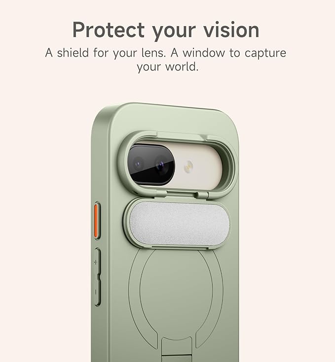 SURITCH for Google Pixel 9a Phone Case, Compatible with MagSafe, Protective Cover with Camera Cover & Adjustable Metal Kickstand for Pixel 9a -Sage Green
