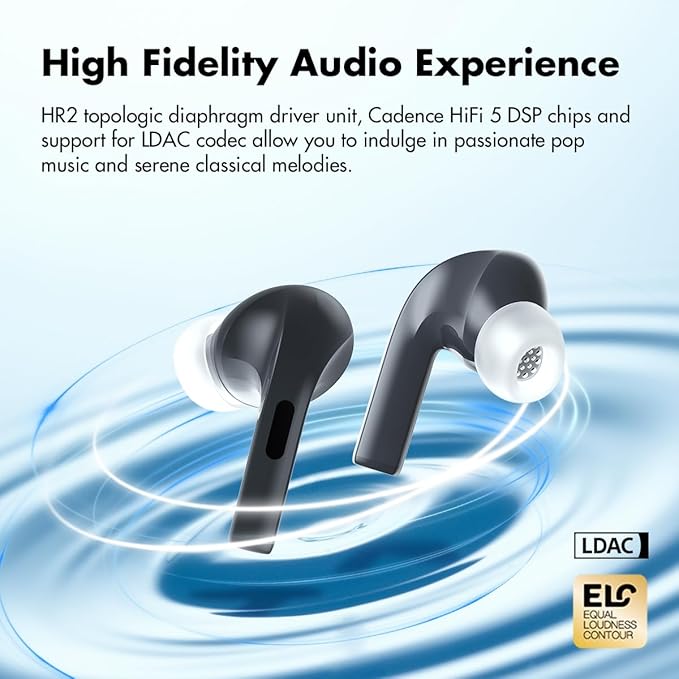 ROSESELSA EARFREE-i5 TWS Earbuds Hybrid Active Noise Cancellation Headphones LDAC HiFi Sound Wireless Earphones 48dB ANC IPX5 Bluetooth 5.3 Game Mode 54ms (Night)
