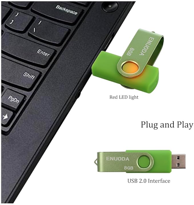 8GB Flash Drive 5 Pack ENUODA Thumb Drives 8GB Swivel Design USB 2.0 Memory Stick Jump Drive Pen Drive for Storage and Backup (5 Colors)