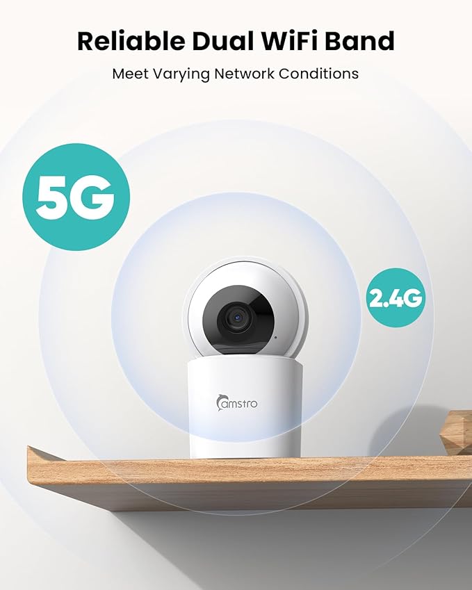 3K Indoor Security Camera 2 Pack, 360° Pan/Tilt WiFi Camera for Home Security, 2.4/5GHz Pet/Dog/Baby Camera with Phone App, Night Vision, Two-Way Audio, 24/7 SD/Cloud Storage, Works with Alexa