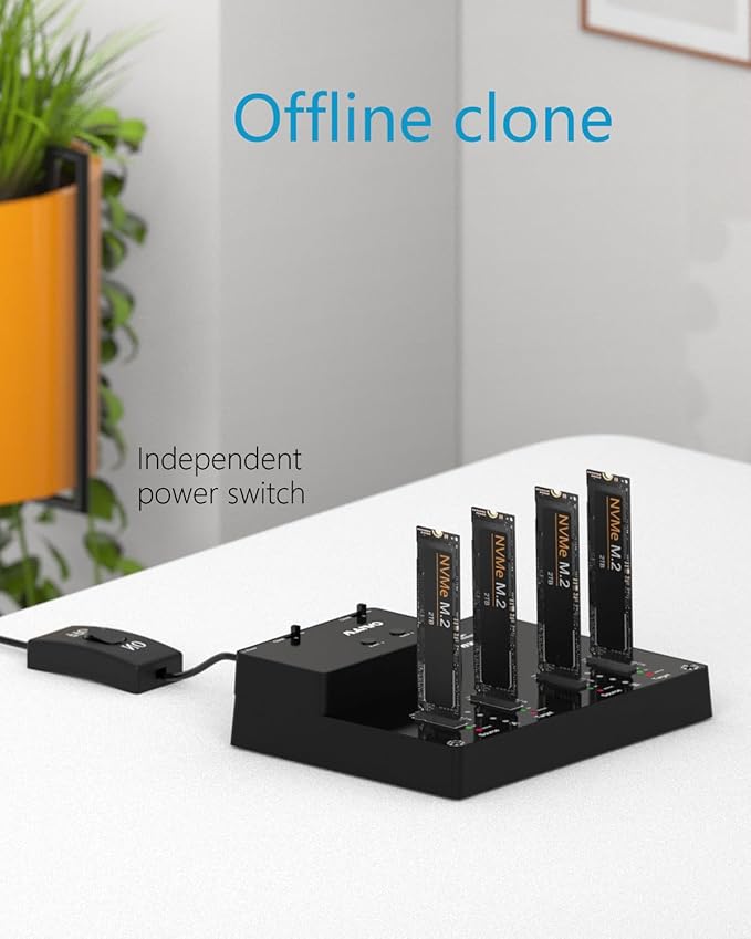 MAIWO 4 Bay M.2 NVME Docking Station, Tool-Free Type- C to NVME SSD Enclosure, Support Offline Clone duplicator and System Disk Clone Function (K3015P2)