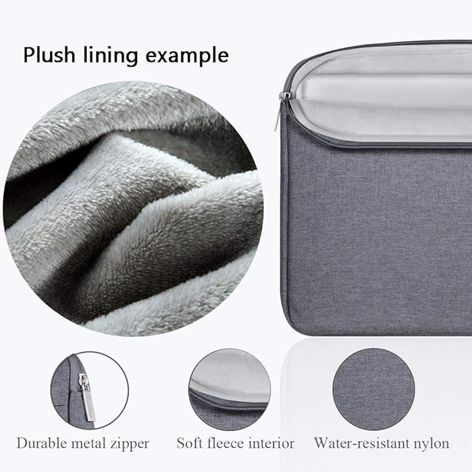 Voova Laptop Sleeve Carrying Case 13 13.6 Inch Compatible with MacBook Air 13 M1/M2/M3/M4, MacBook Pro 13/14, IPad Pro 13, Waterproof Slim Computer Cover Bag, Grey