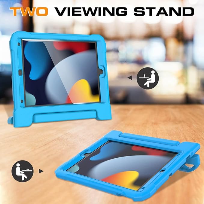 Kids Case for iPad 9th/8th/7th Generation 10.2 Inch 2021/2020/2019, Case for iPad Air 3rd Gen/Pro 10.5 Inch, Durable Shockproof Cover with Screen Protector for iPad 10.2 & 10.5, Blue