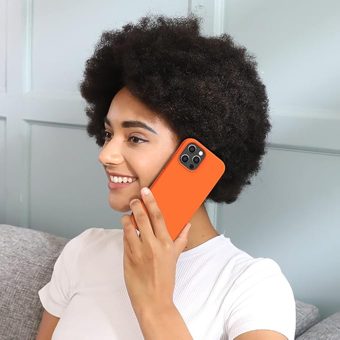 Miracase Compatible with iPhone 12 Pro Max Case, [Soft Anti-Scratch Microfiber Lining], Liquid Silicone Case Gel Rubber Shockproof Drop Protection Phone Case for 12 Pro Max, Orange