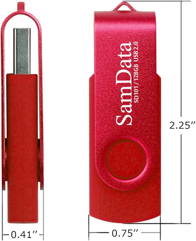SamData 128GB USB Flash Drives 1 Pack 128GB Thumb Drives Memory Stick Jump Drive with LED Light for Storage and Backup (1 Pack Red)
