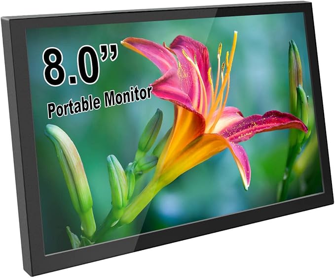 ELECROW 8 Inch Portable Monitor, 1280x800 Mini HD Display with Built-in Speakers, USB Powered, Non-Touch LCD Screen for Raspberry Pi, PC, Laptop, Jetson Nano, Game Consoles