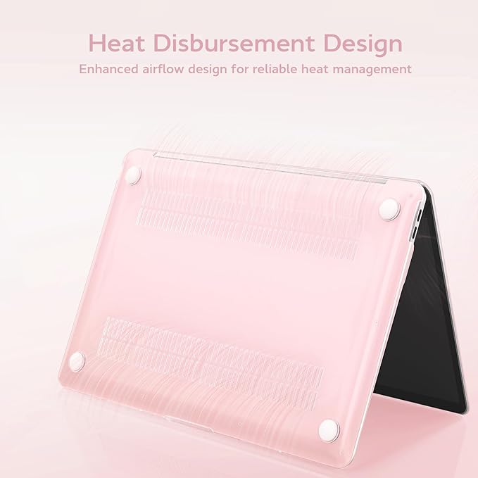 B BELK Compatible with MacBook Air 13 inch Case 2022 2021 2020 2019 2018 A2337 M1 A2179 A1932, Plastic Laptop Hard Shell+ Keyboard Cover+Screen Protector for MacBook Air 13.3 inch Case, Crystal Pink