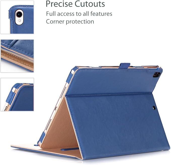 ProCase Case for iPad Air (3rd Gen) 10.5" 2019/iPad Pro 10.5" 2017, Vintage PU Leather Stand Folio Cover for iPad Air 3/iPad Pro 10.5-inch Multiple Viewing Angles with Pencil Holder -Navy