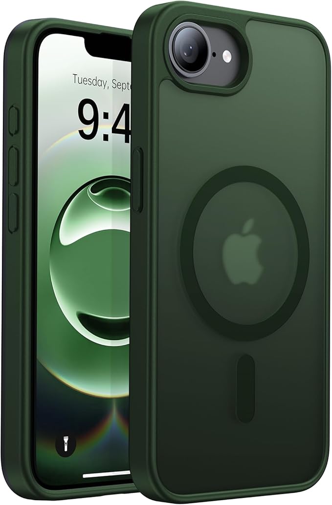 Eastinbox Magnetic Shockproof for iPhone 17e & iPhone 16e Case [Compatible with MagSafe] [Military-Grade Protection] Anti-Yellowing, Matte Protective Phone Case for iPhone 17 e/16 e 6.1", Green