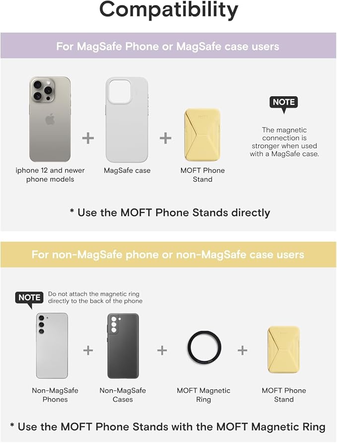 MOFT Magnetic Wallet Stand Compatible with iPhone 17/16/15/14/13/12 Series, Angle Adjustment & Magsafe Compatible MOVAS Phone Stand,Panna Cotta
