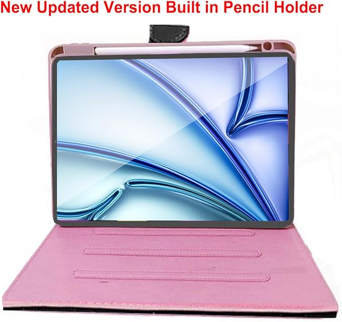 Changjia for iPad Air 11 Inch Case M4 (2026)/M3 (2025)/M2 (2024), iPad Air 5th/4th Gen 10.9" (2022/2020) with Pencil Holder,Girly Cute Crown Diamond Elegant Auto Sleep/Wake Stand Protective Case,Black
