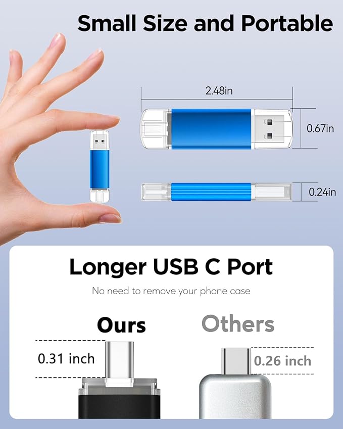 USB C Flash Drive 8GB 20 Pack, AreTop Type-C Flash Drive + USB 2.0 Thumb Drive OTG Memory Stick Compatible with iPhone 16/15, Android Smartphone/Tablets/Computers, 20 Pack, Mix-Colors